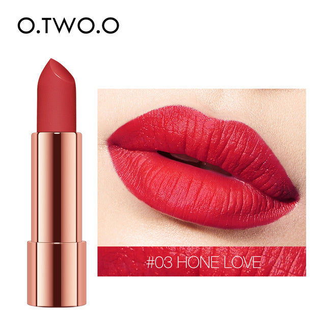 O.TWO.O Matte Lipstick Nude Brown Red Lips Makeup Velvet Silky Smooth Texture Long Lasting Waterproof Lip Stick 12 Colors