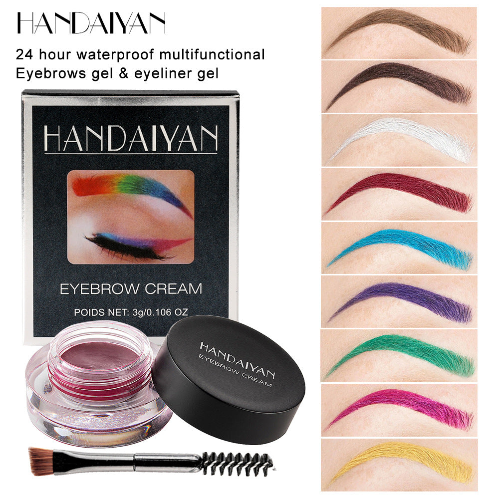 HANDAIYAN 12 Colors Waterproof Eyebrow Dyeing Cream Multifunctional Eyeliner Does Not Fade