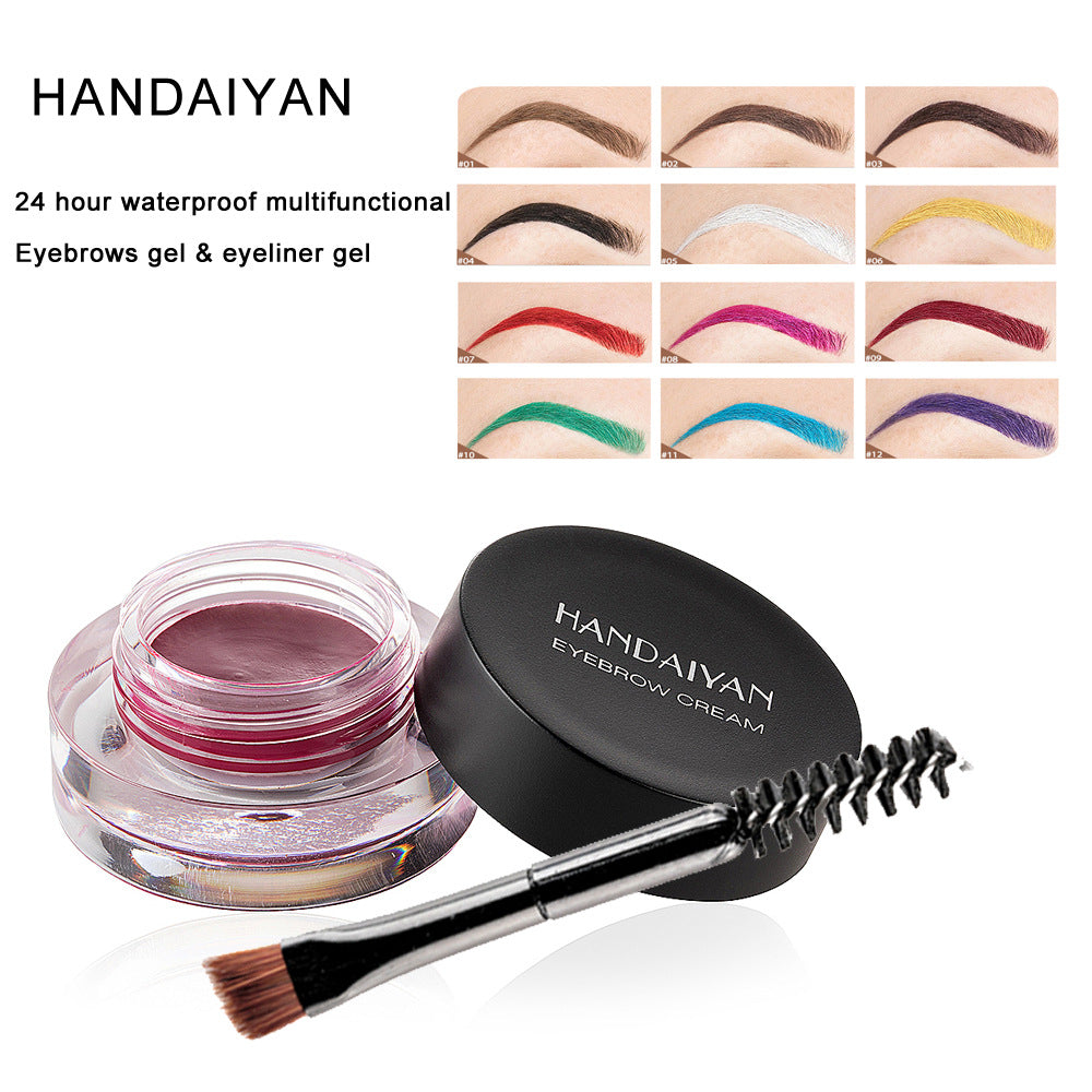 HANDAIYAN 12 Colors Waterproof Eyebrow Dyeing Cream Multifunctional Eyeliner Does Not Fade