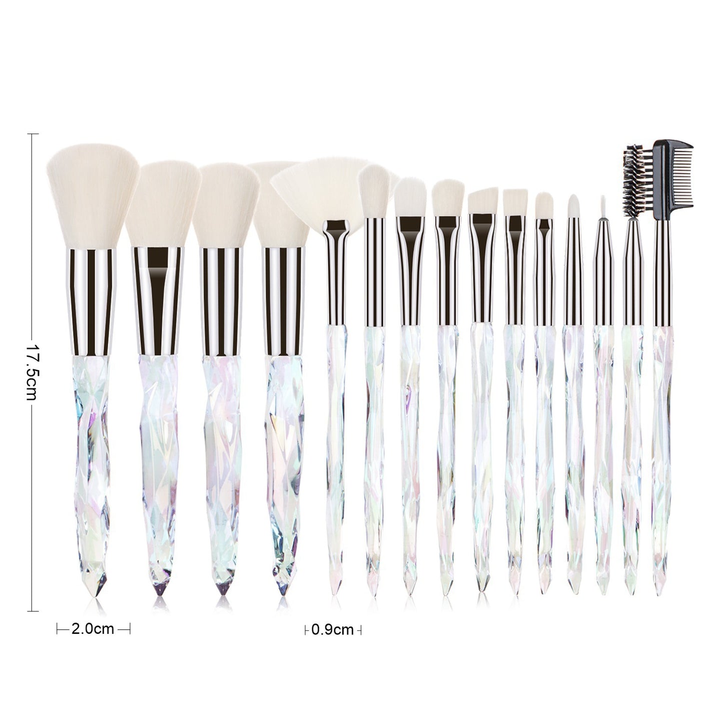 15 pcs Makeup Brushes Diamond Crystal Handle Makeup Tools Foundation Eyeshadow Brush