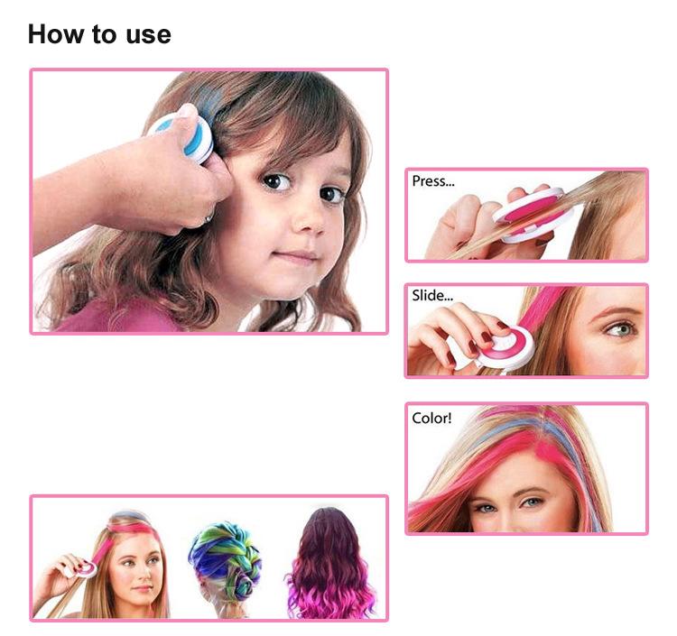 Hair Dying Chalk Temporary Hair Powder Soft Salon Hair Color DIY Salon 4 Colors optional one time use