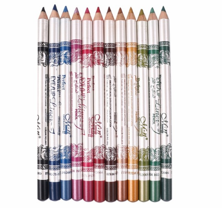 MENOW Brand 12PCS of 2 in 1 Hot Sale Eye Liner Lip Pencil Long-lasting Waterproof 12 Color Set Makeup P12005