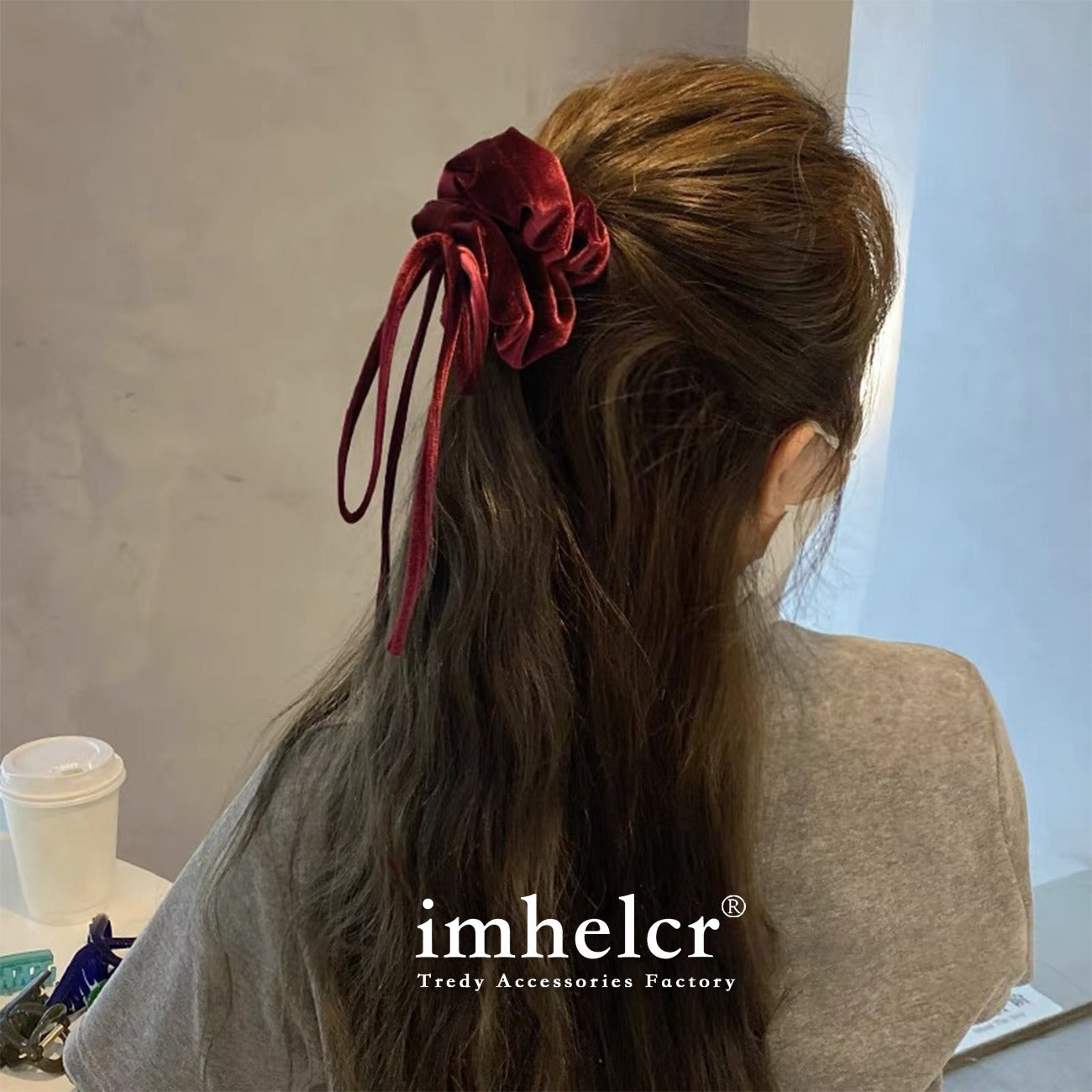 Vintage Velvet Long Ribbon Bow Large Intestine Hair Loop Head Rope Female