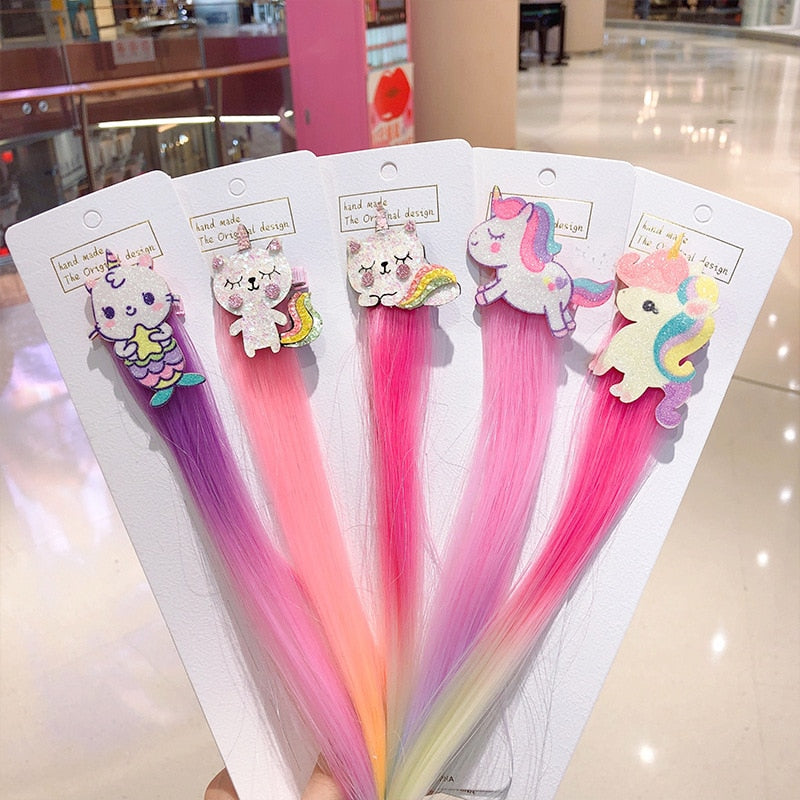 Sweet Colorful Hairpin Lovely Children Girls Hairclip Kids Cute Barrette Cartoon Extension Braider Rainbow Hair Accessories