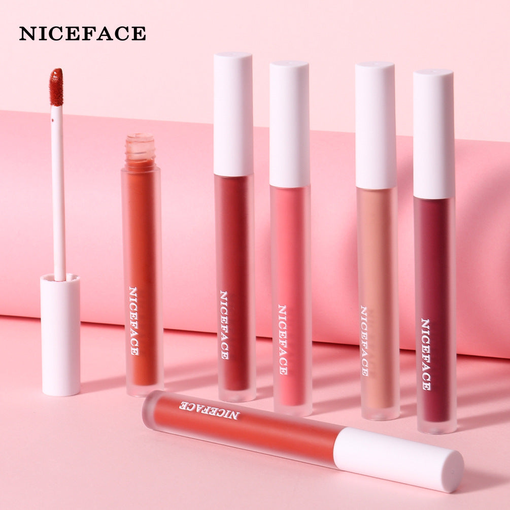 NICEFACE 12 Color Velvet Matte Lip Gloss Non-Stick Cup Liquid Lipstick Lip Glaze