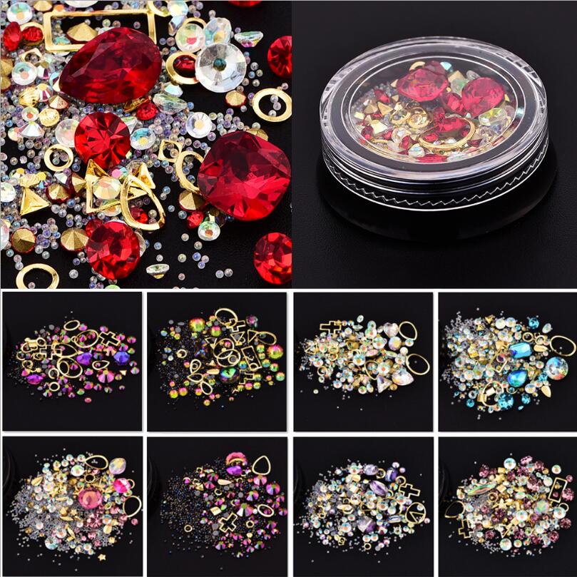 1 Box Mixed Kleurrijke Steentjes Voor Nagels 3D Crystal Stones Voor Nail Art Decoraties Diy Ontwerp Manicure Diamanten