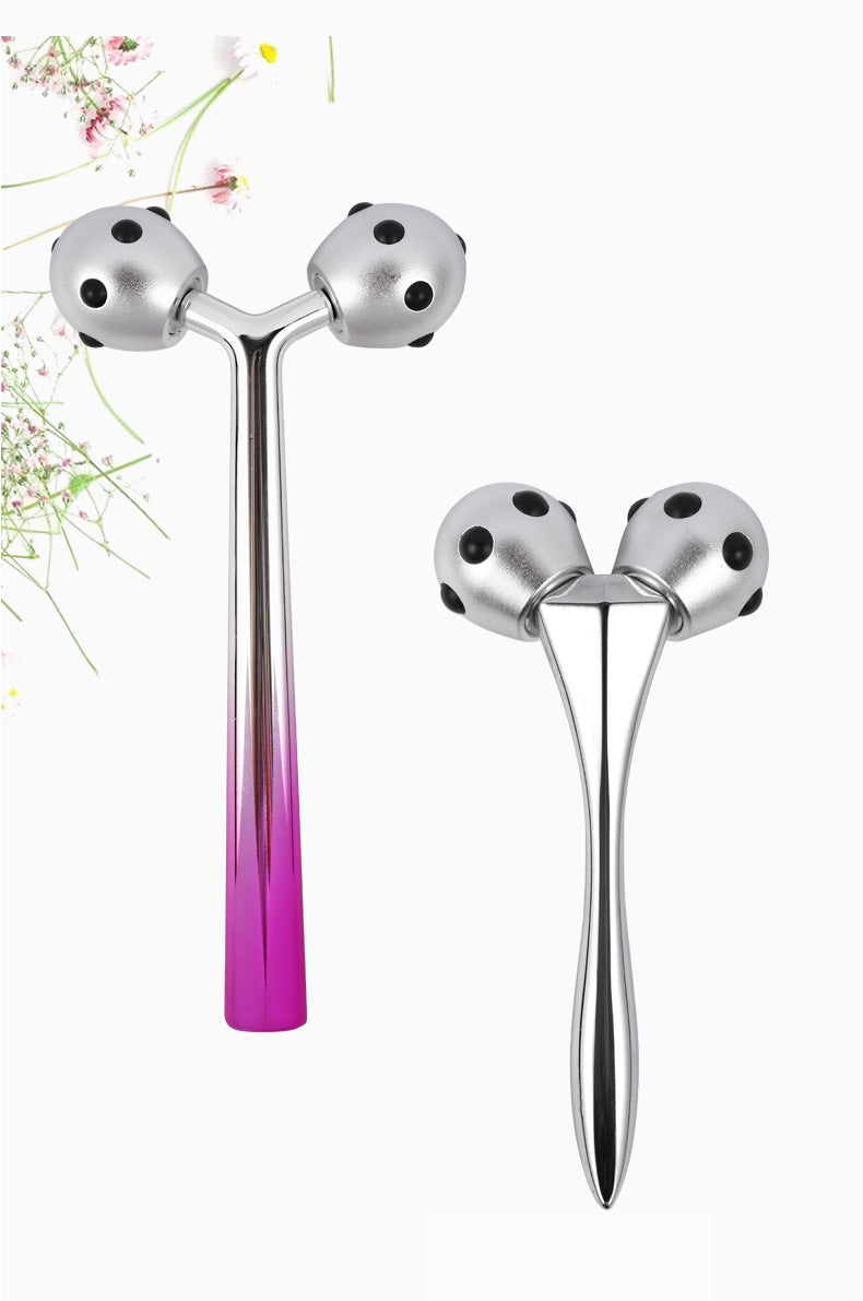 3D Roller Home Facial Lifting Germanium Grain Beauty Stick Aluminum Alloy Negative Ion Roller Facial Massager