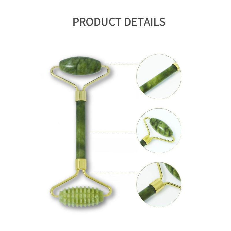 Jade beauty device scraping plate roller massage stick zinc alloy flower stand double head mute beauty device