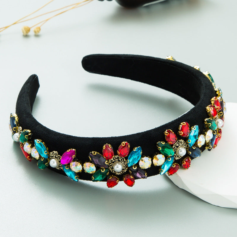 New Baroque Crystal Flower Headwear Wide Brim High Quality Hair Accessories