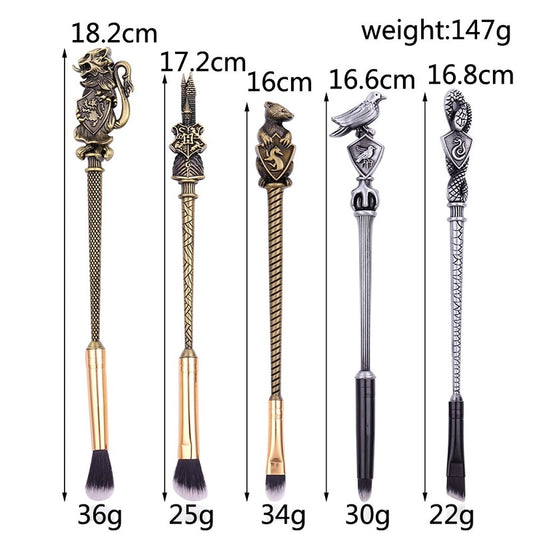 5 pcs/ Set Cute Harries Potter Magic Wand Makeup Brush Beauty Professional Tools Cosmetics Action Toys For Girls Metal Figures