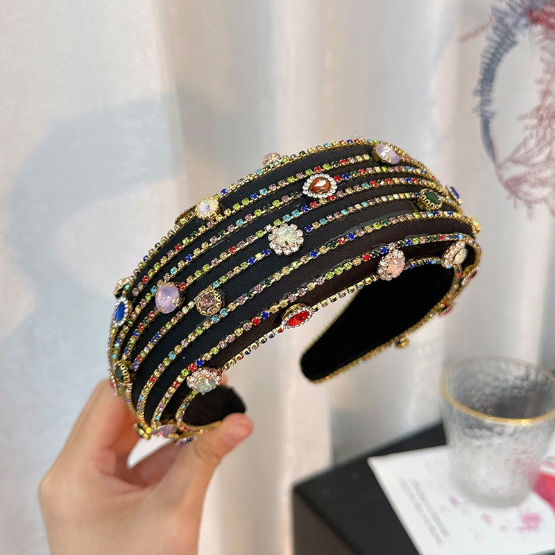 Baroque wide brimmed full diamond headband