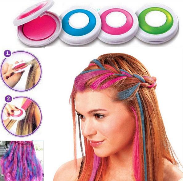 Hair Dying Chalk Temporary Hair Powder Soft Salon Hair Color DIY Salon 4 Colors optional one time use