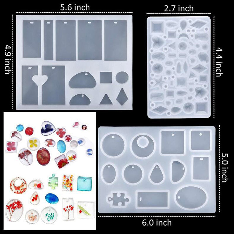 Set mold 83 pieces of DIY crystal Epoxy tool set Bracelet pendant jewelry silicone mold combination with drill