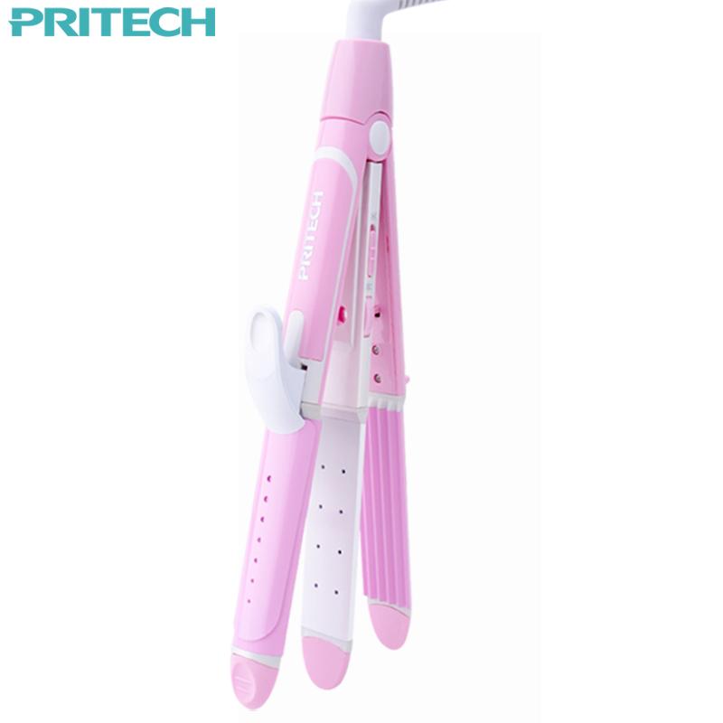 Pritech New Electric 3 In 1 Hair Straightener Curling Irons For Wet&Dry Professional Hair Curler Styling