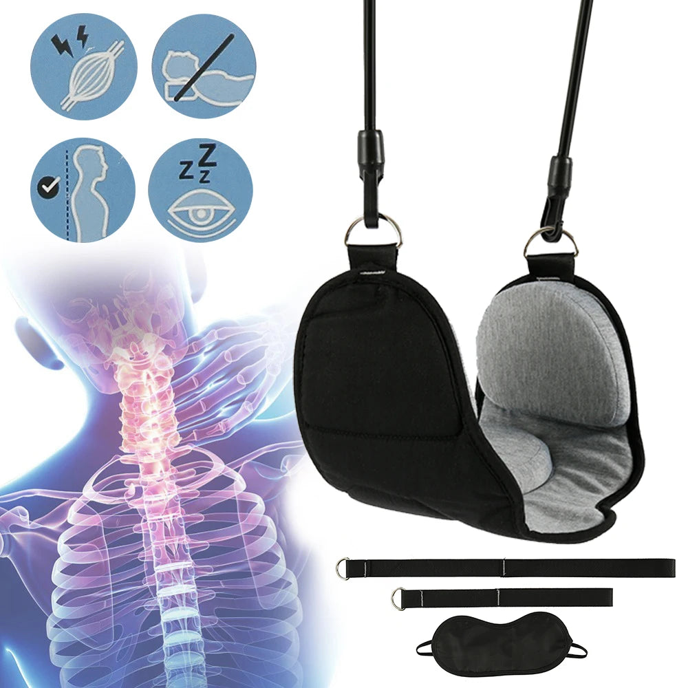 Portable Adults Neck Hammock Set Office Neck Rest Stretcher Relieves Travel Memory Foam Pillow + Mask Accessories Neck Hammock