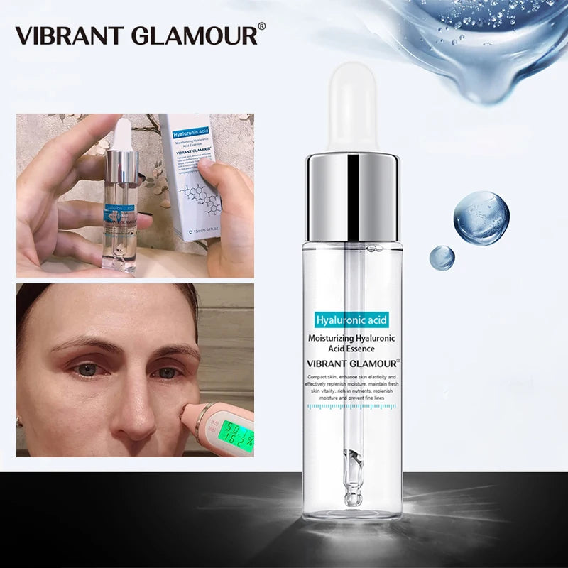 VIBRANT GLAMOUR Hyaluronic Acid Face Serum Anti-Aging Shrink Pore Whitening Moisturizing Essence Face Cream Dry Skin Care 15ml
