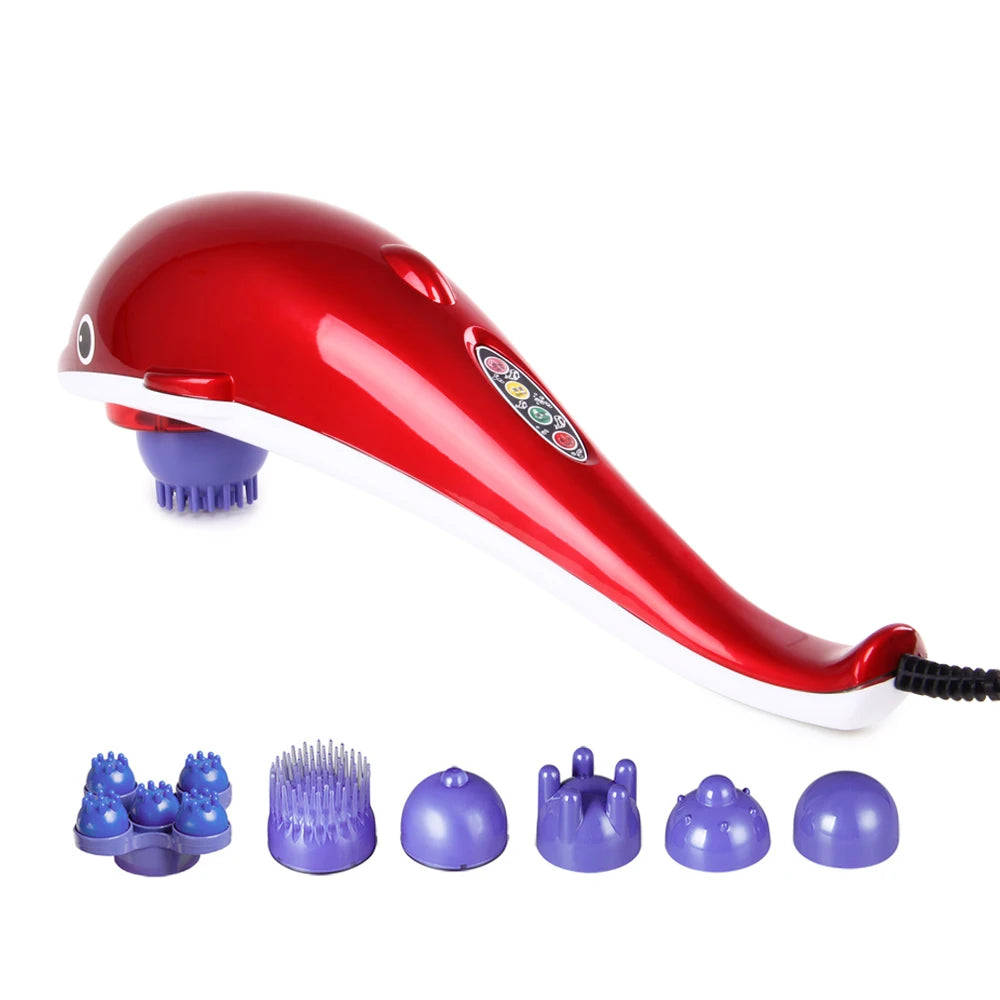 KLASVSA Electric Dolphin Full Body Shiatsu Massager Hammer Shoulder Lumbar Acupressure Vibrator Shoulder Waist Stick Pain Relief