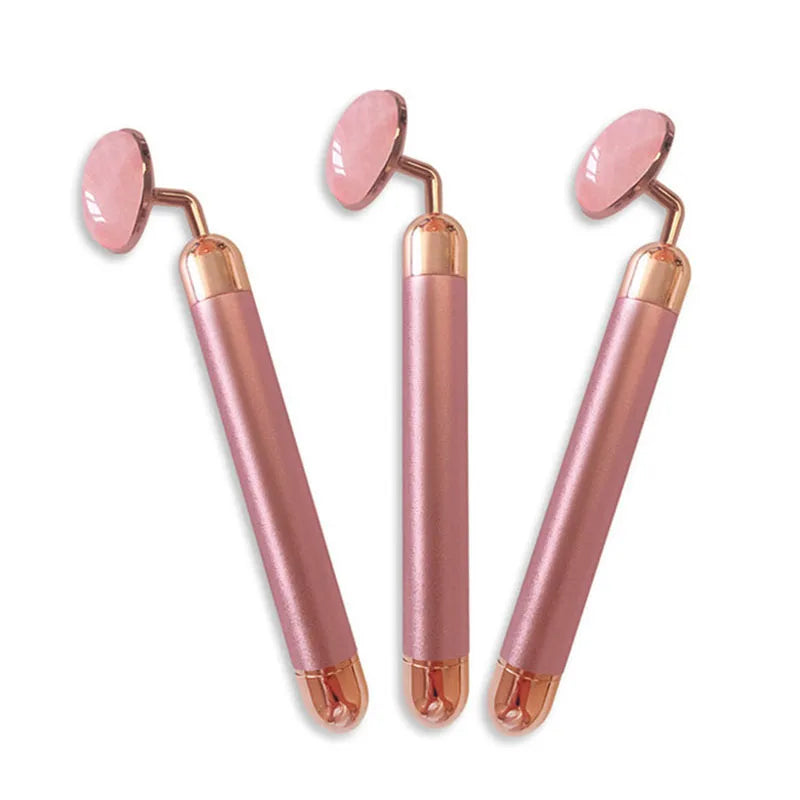 Electric Rose Quartz Roller Slimming Face Massager Lifting Natural Jade Facial Massage Stone Skin Massage Tool Gold Beauty Bar