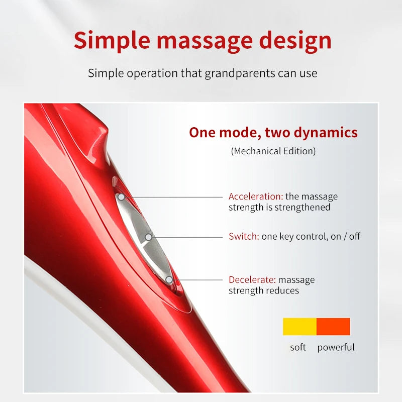 KLASVSA Electric Dolphin Full Body Shiatsu Massager Hammer Shoulder Lumbar Acupressure Vibrator Shoulder Waist Stick Pain Relief