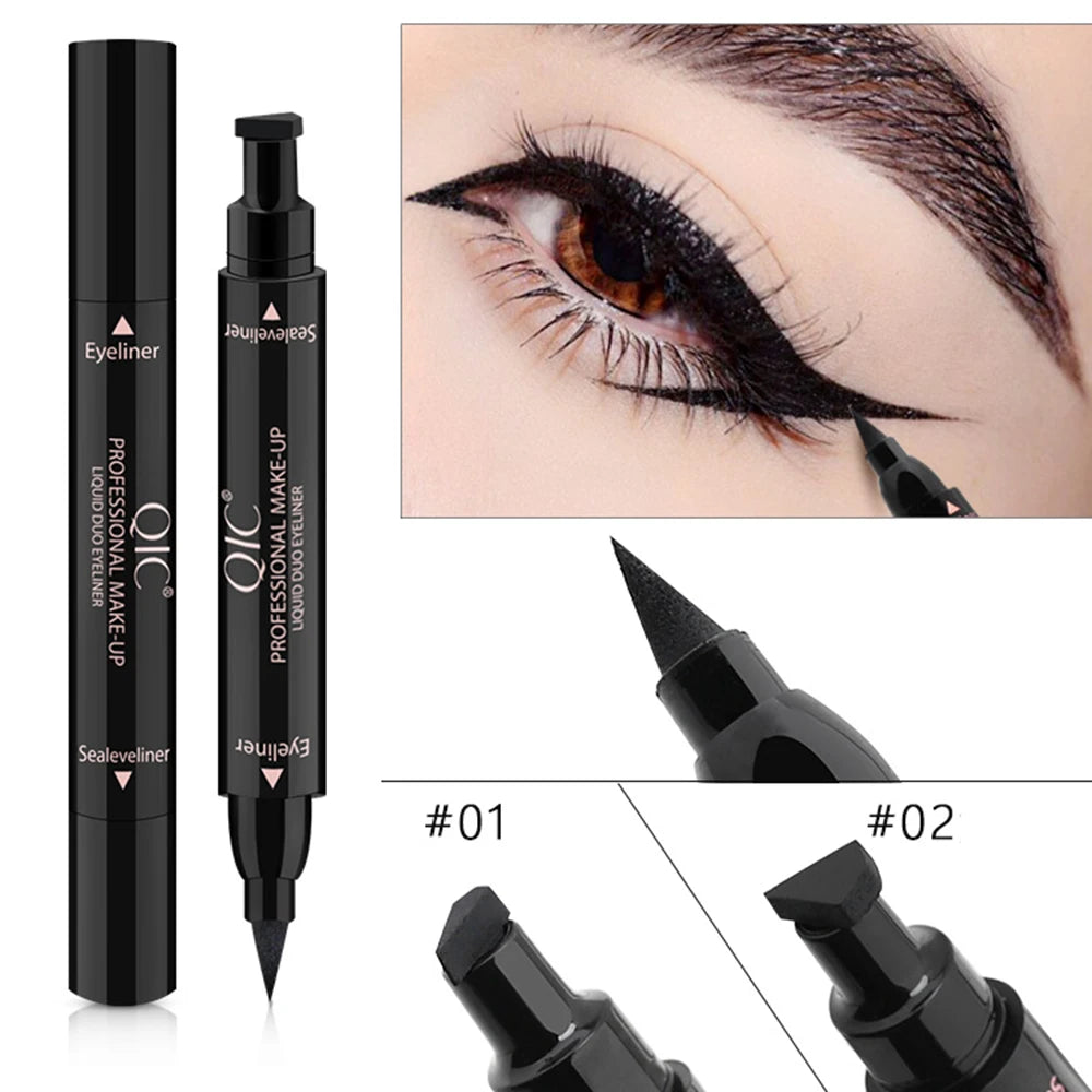 1PC Double-Headed Seal Black Eyeliner Triangle Seal Eyeliner Stamp Waterproof Black Liquid Eyeliner Eye Makeup
