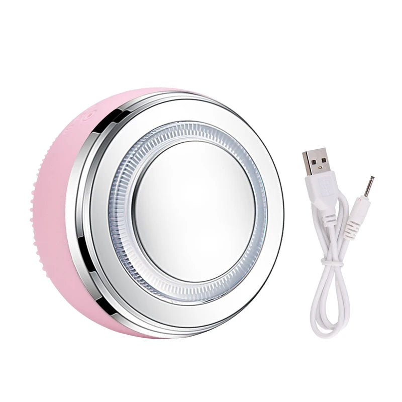 2in1 LED Light Silicone Heating Face Cleanser Massage Facial Cleaning Skin Scrub Washing Brush Skin Care Cleaner Massager