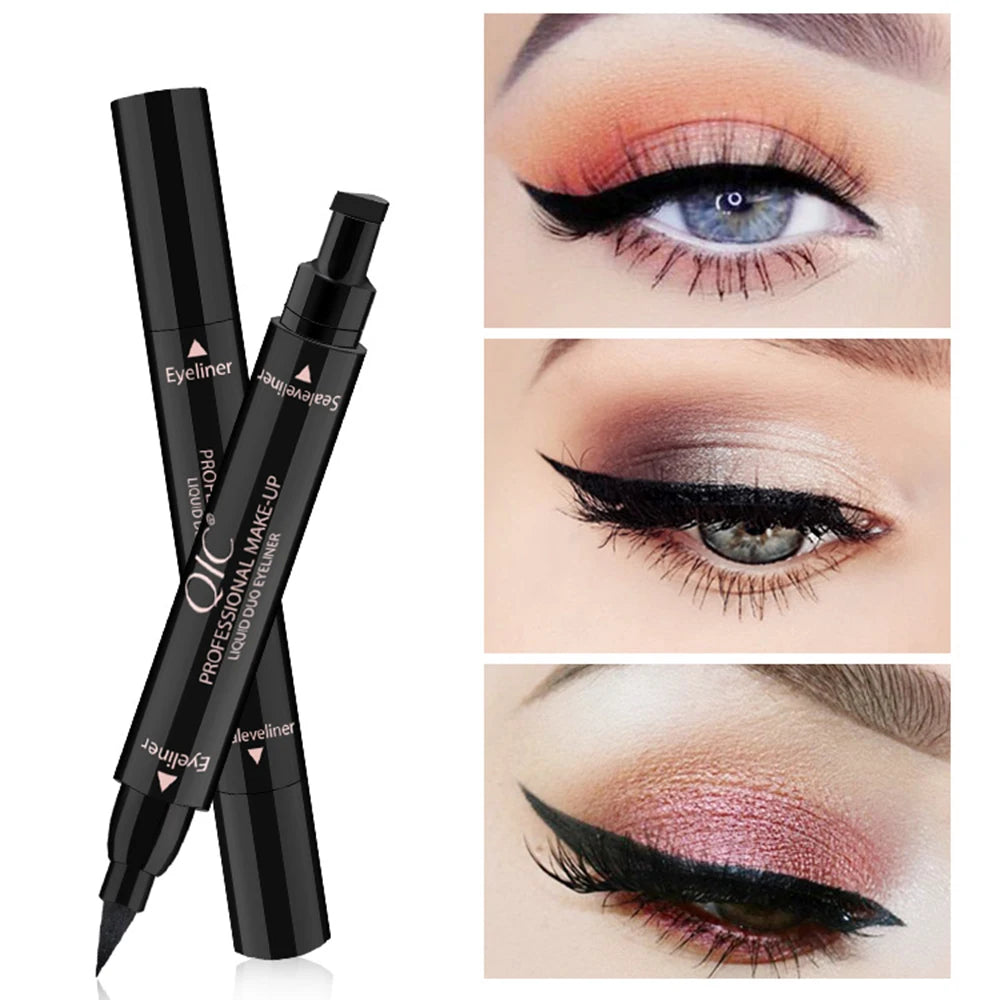 1PC Double-Headed Seal Black Eyeliner Triangle Seal Eyeliner Stamp Waterproof Black Liquid Eyeliner Eye Makeup