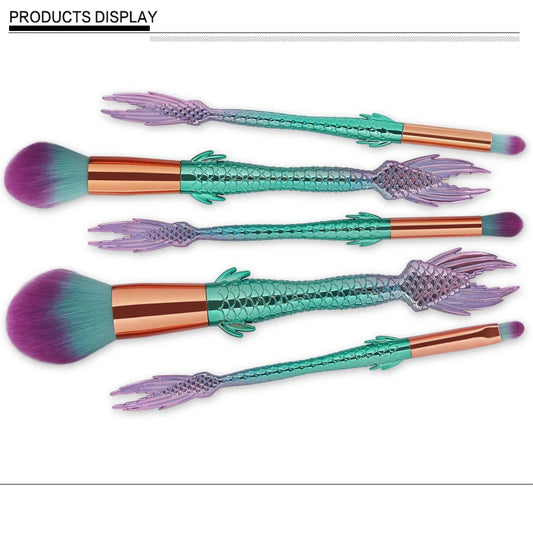 Professional Mermaid Makeup Brushes Set 5pcs Foundation Powder Blush Unicorn Eyebrow Eyeliner Cosmetic Beauty Tools maquiagem