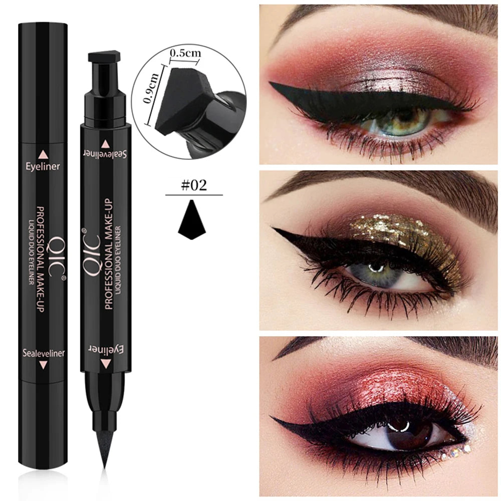 1PC Double-Headed Seal Black Eyeliner Triangle Seal Eyeliner Stamp Waterproof Black Liquid Eyeliner Eye Makeup