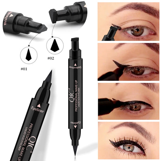 1PC Double-Headed Seal Black Eyeliner Triangle Seal Eyeliner Stamp Waterproof Black Liquid Eyeliner Eye Makeup