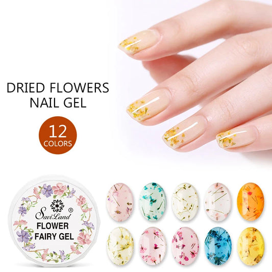 Dried Flowers Gel Nail Polish Soak Off UV LED Transparent Gel Nail Polish Decoration Manicure Nail Art Toolfafa