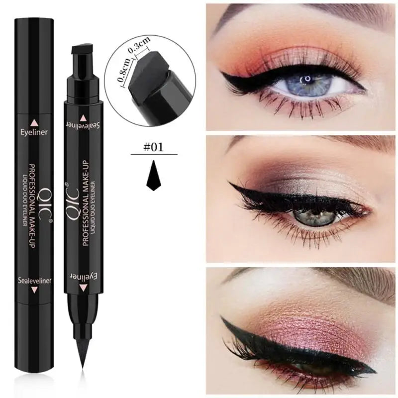 1PC Double-Headed Seal Black Eyeliner Triangle Seal Eyeliner Stamp Waterproof Black Liquid Eyeliner Eye Makeup