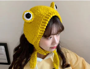 Winter Skullies Cute Women Frog Hat Crochet Knitted Hat Costume Beanie Hats Cap Women Gift Hip-hop Cap Photography Prop Party