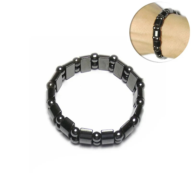 Healf moon magnetic black stone magnetic therapy slimming Bracelet Weight Loss Round Black Stone Bracelets