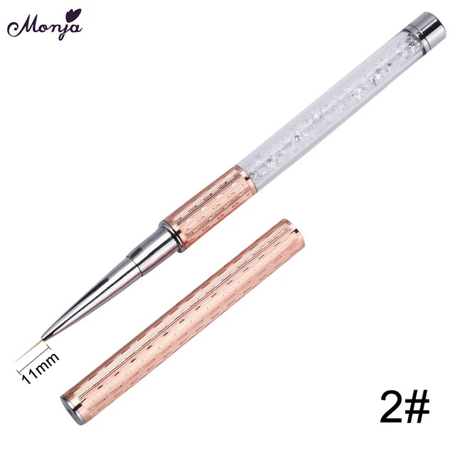 Monja Nail Art Metal Acryl Liquid Powder Carving UV Gel Extension Builder Franse Bloem Streep Schilderij Tekening Liner Brush