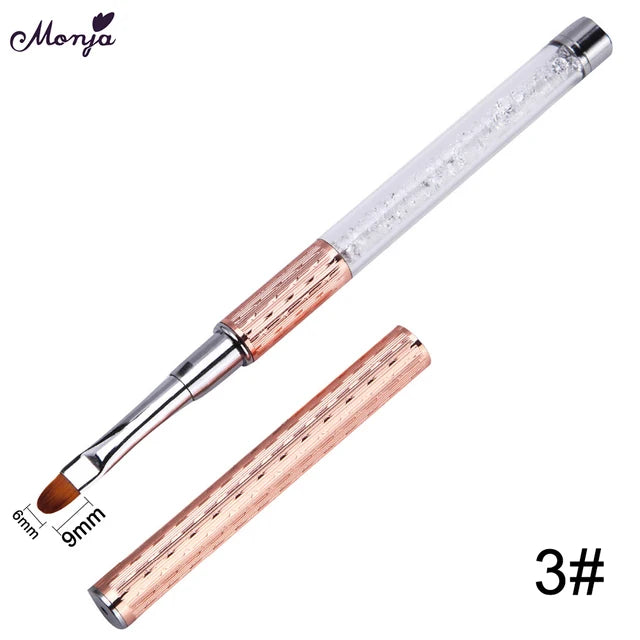 Monja Nail Art Metal Acryl Liquid Powder Carving UV Gel Extension Builder Franse Bloem Streep Schilderij Tekening Liner Brush