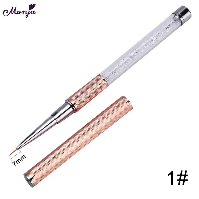 Monja Nail Art Metal Acryl Liquid Powder Carving UV Gel Extension Builder Franse Bloem Streep Schilderij Tekening Liner Brush