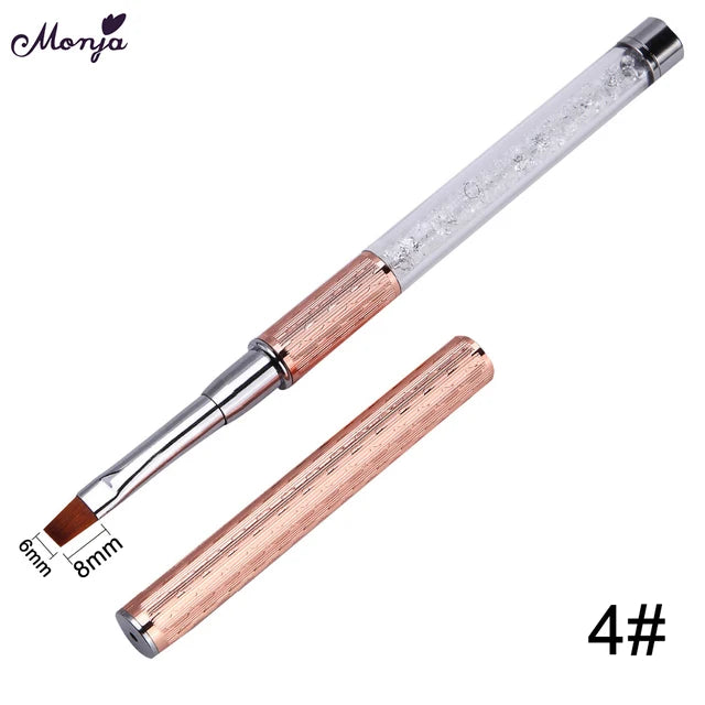 Monja Nail Art Metal Acryl Liquid Powder Carving UV Gel Extension Builder Franse Bloem Streep Schilderij Tekening Liner Brush