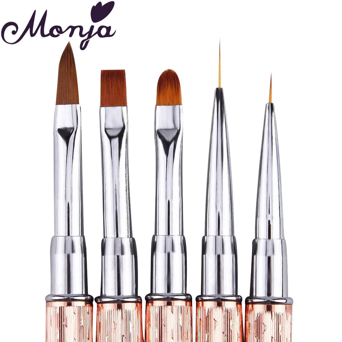 Monja Nail Art Metal Acryl Liquid Powder Carving UV Gel Extension Builder Franse Bloem Streep Schilderij Tekening Liner Brush