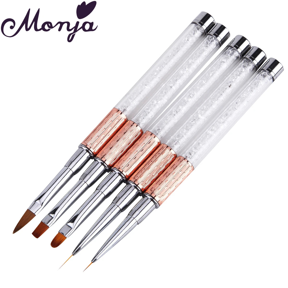 Monja Nail Art Metal Acryl Liquid Powder Carving UV Gel Extension Builder Franse Bloem Streep Schilderij Tekening Liner Brush