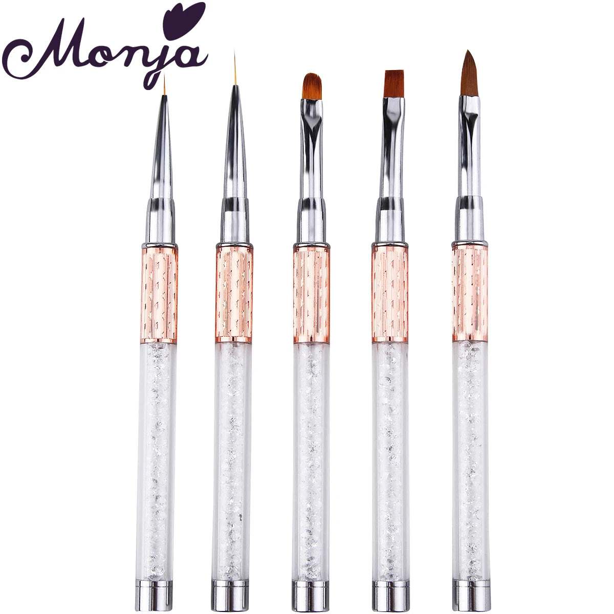 Monja Nail Art Metal Acryl Liquid Powder Carving UV Gel Extension Builder Franse Bloem Streep Schilderij Tekening Liner Brush