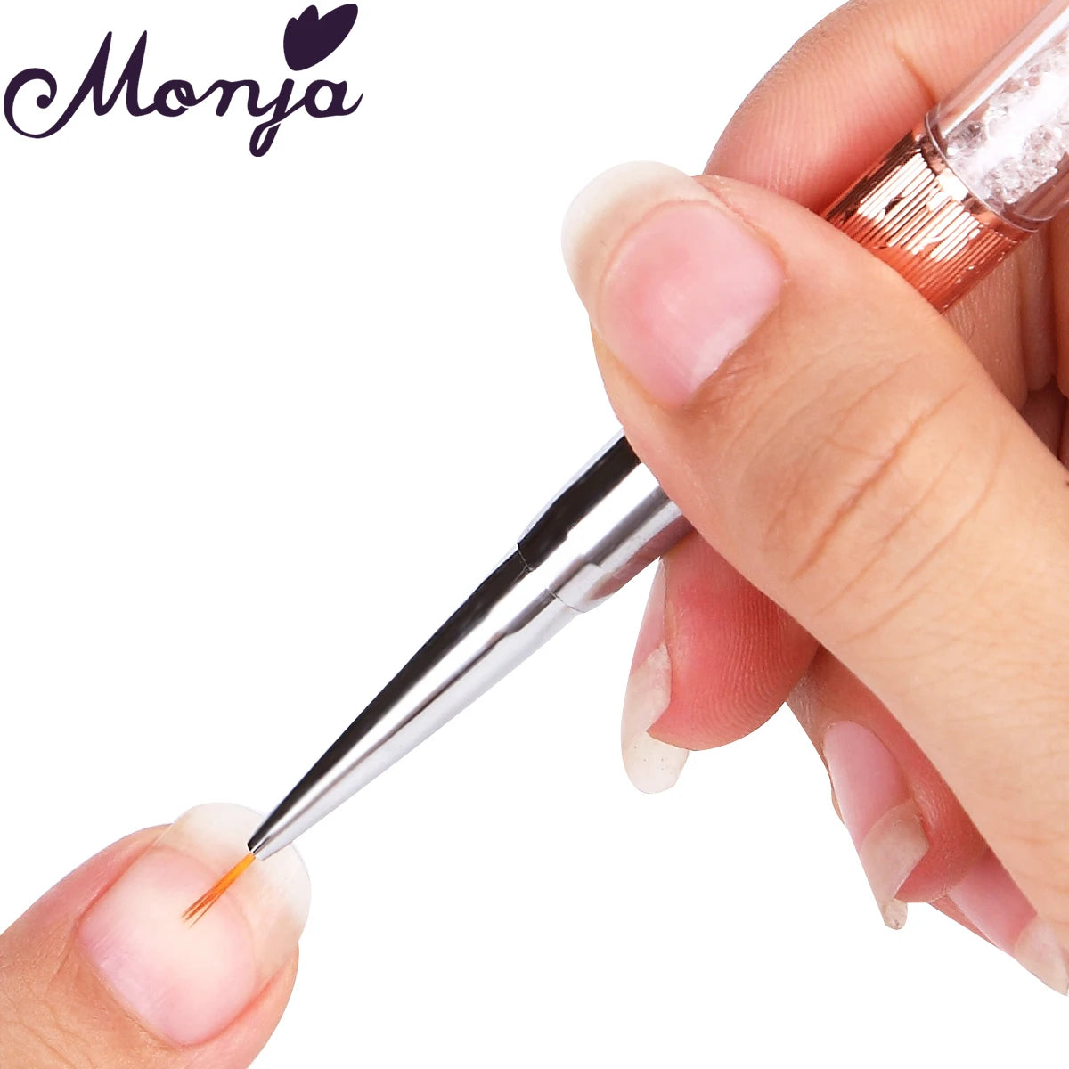 Monja Nail Art Metal Acryl Liquid Powder Carving UV Gel Extension Builder Franse Bloem Streep Schilderij Tekening Liner Brush