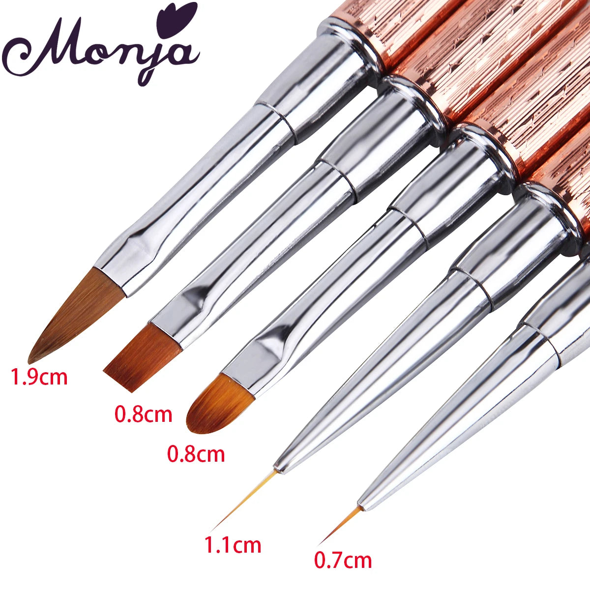 Monja Nail Art Metal Acryl Liquid Powder Carving UV Gel Extension Builder Franse Bloem Streep Schilderij Tekening Liner Brush