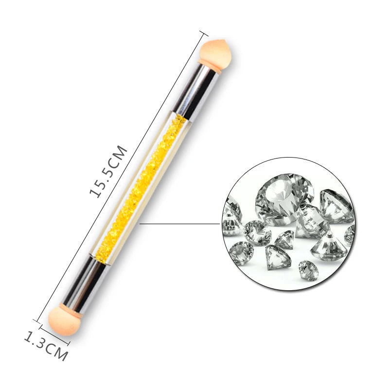 Tweekoppige Nail Spons Smudge Stick Nail Borstel Puntjes Manicure Pen Tekening Polish Brush Nail Care Decoratie Beauty Tools