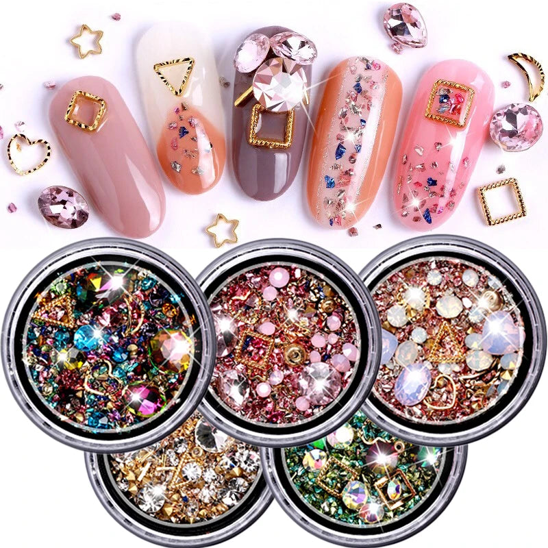 1 Box Mixed Kleurrijke Steentjes Voor Nagels 3D Crystal Stones Voor Nail Art Decoraties Diy Ontwerp Manicure Diamanten
