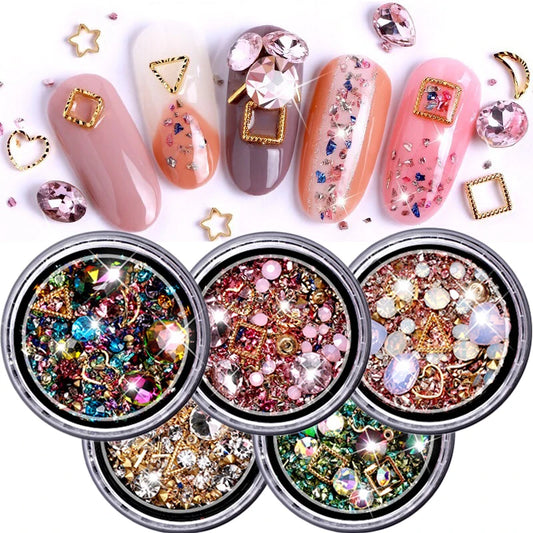 1 Box Mixed Kleurrijke Steentjes Voor Nagels 3D Crystal Stones Voor Nail Art Decoraties Diy Ontwerp Manicure Diamanten