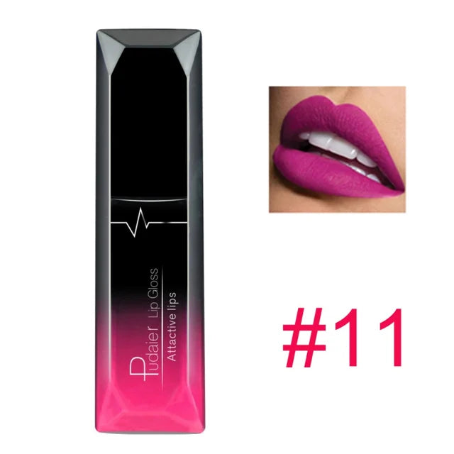 pudaier 21 Colors Metallic Liquid Lip Gloss Waterproof Matte Lip Gold 24 Hours Long