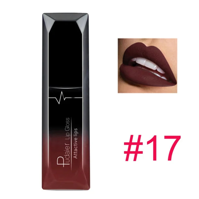 pudaier 21 Colors Metallic Liquid Lip Gloss Waterproof Matte Lip Gold 24 Hours Long