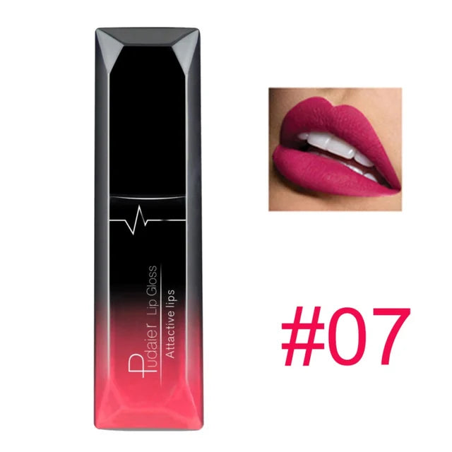 pudaier 21 Colors Metallic Liquid Lip Gloss Waterproof Matte Lip Gold 24 Hours Long
