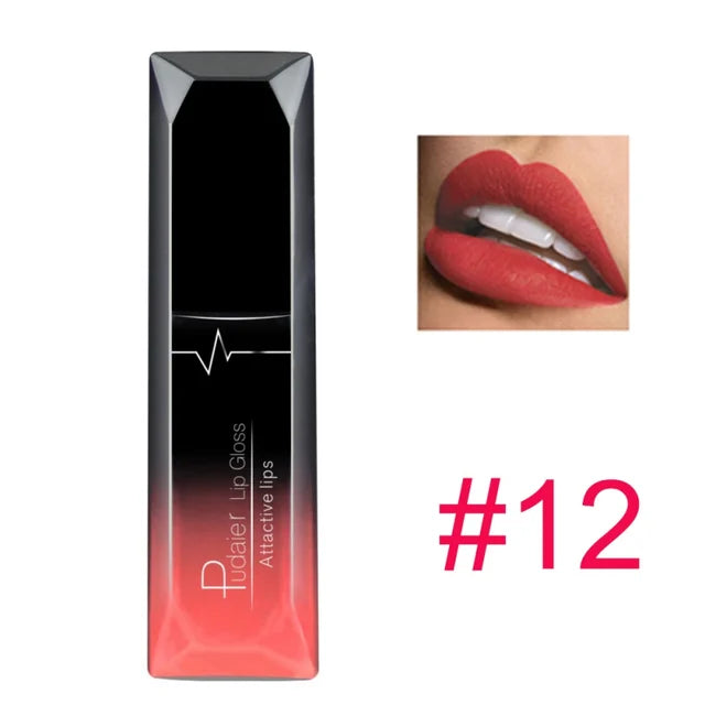 pudaier 21 Colors Metallic Liquid Lip Gloss Waterproof Matte Lip Gold 24 Hours Long