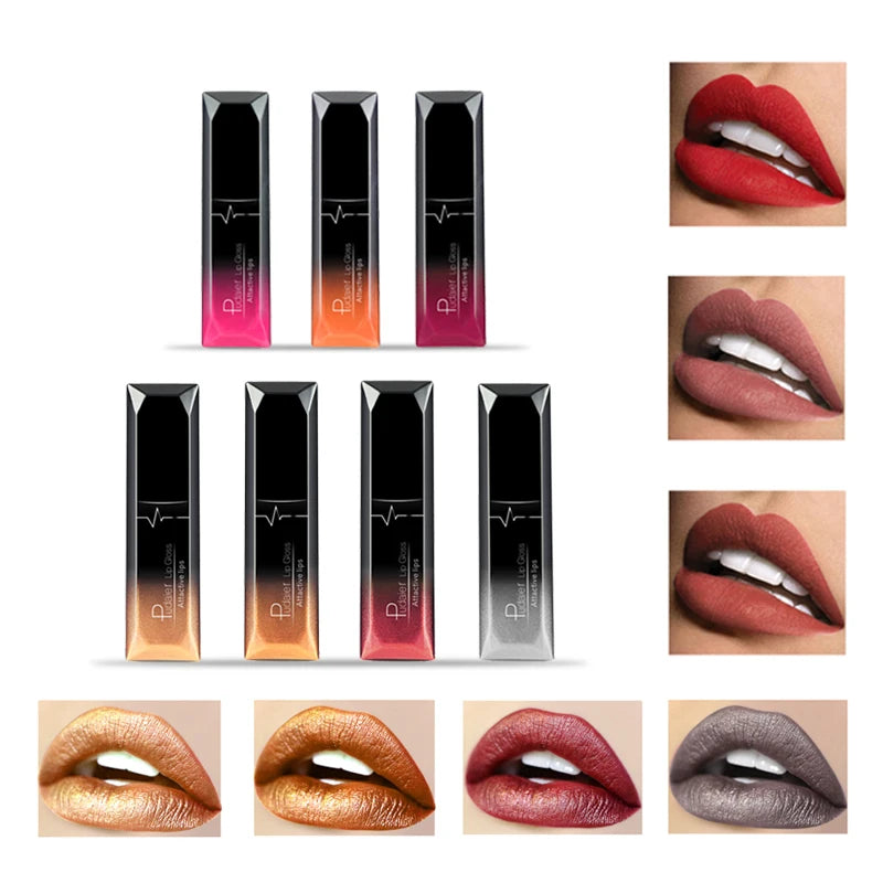 pudaier 21 Colors Metallic Liquid Lip Gloss Waterproof Matte Lip Gold 24 Hours Long